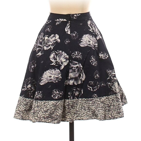 Prabal Gurung for Target Gray Navy Purple Floral A-line Circle Skater Midi Skirt - Picture 2 of 5